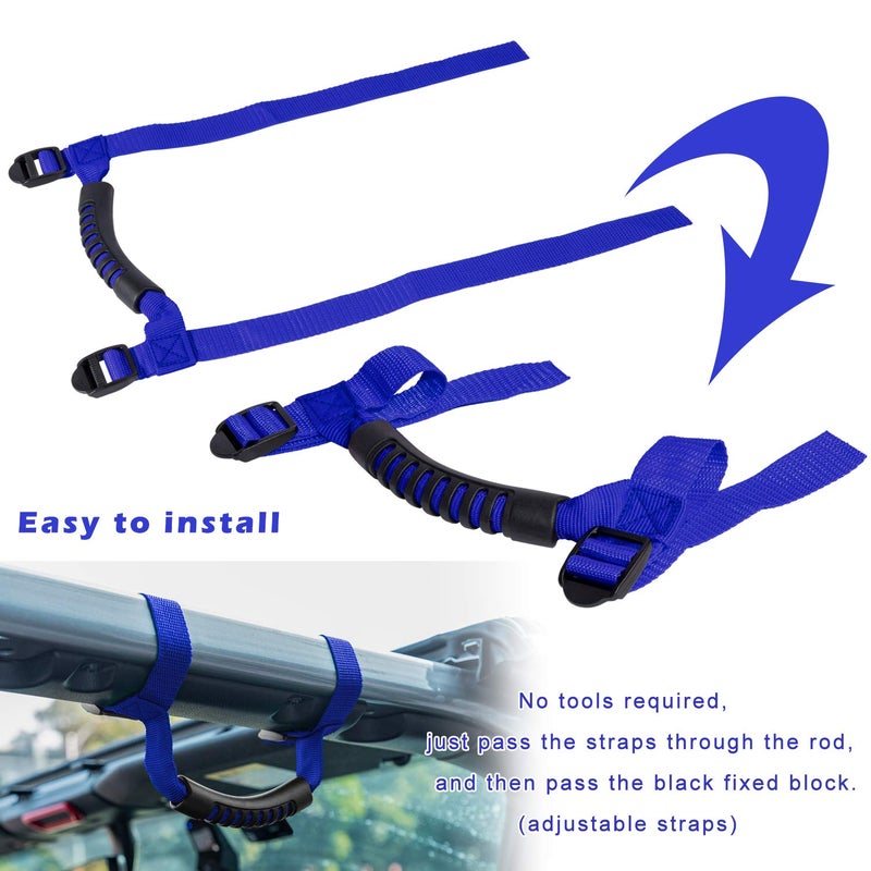 Danti 4 x Roll Bar Grab Handles Grip Handle for Jeep Wrangler YJ TJ JK JKU JL JLU Sports Sahara Freedom Rubicon X & Unlimited 1955-2024 (Blue) - Image 5